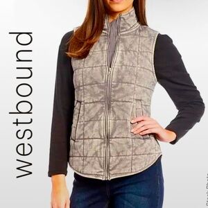 NWT Westbound Woman Quilted Sleeveless Vest Jacket with Pockets Gray (2X)